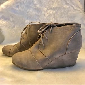 Light Brown Lace Up Faux Suede Ankle Booties